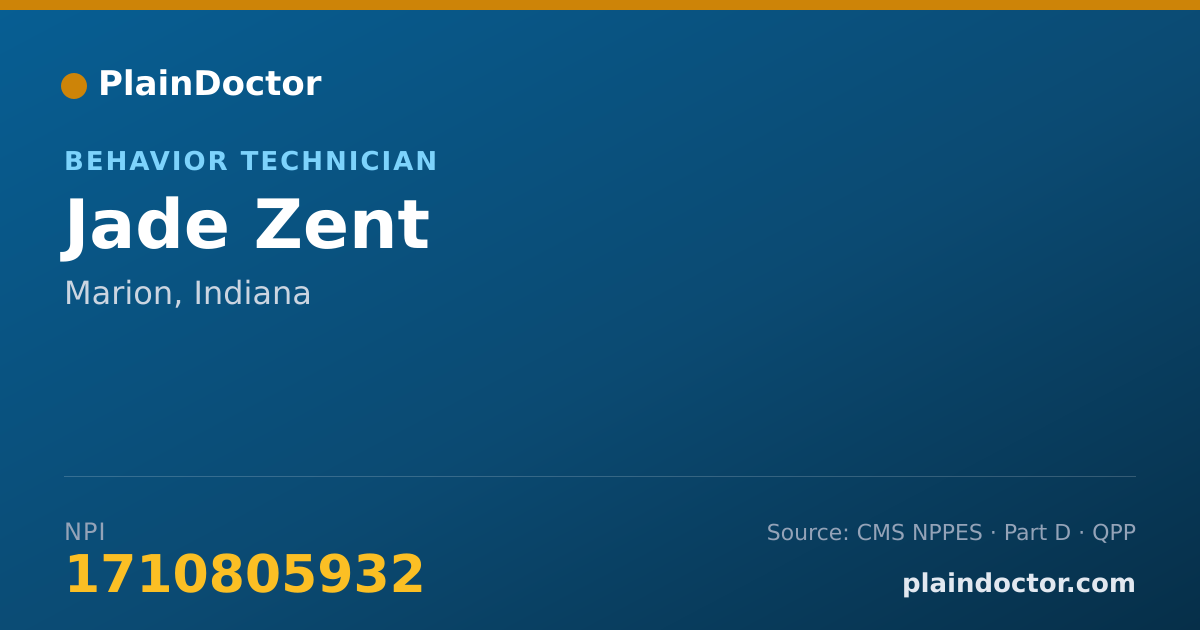 Shareable card for Jade Zent - Behavior Technician, Marion, IN