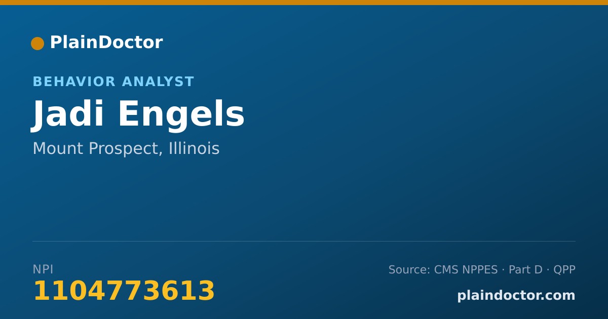 Shareable card for Jadi Engels - Behavior Analyst, Mount Prospect, IL