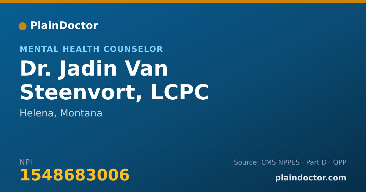 Shareable card for Jadin Van Steenvort, LCPC - Mental Health Counselor, Helena, MT