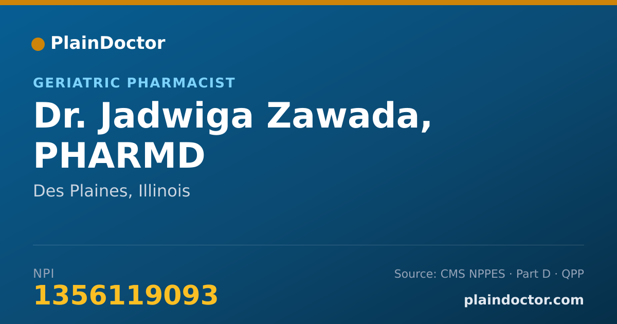 Shareable card for Jadwiga Zawada, PHARMD - Geriatric Pharmacist, Des Plaines, IL