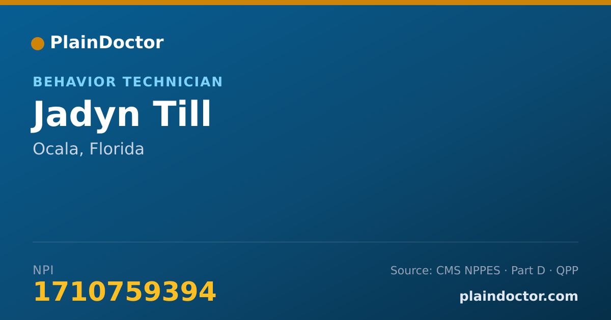Shareable card for Jadyn Till - Behavior Technician, Ocala, FL