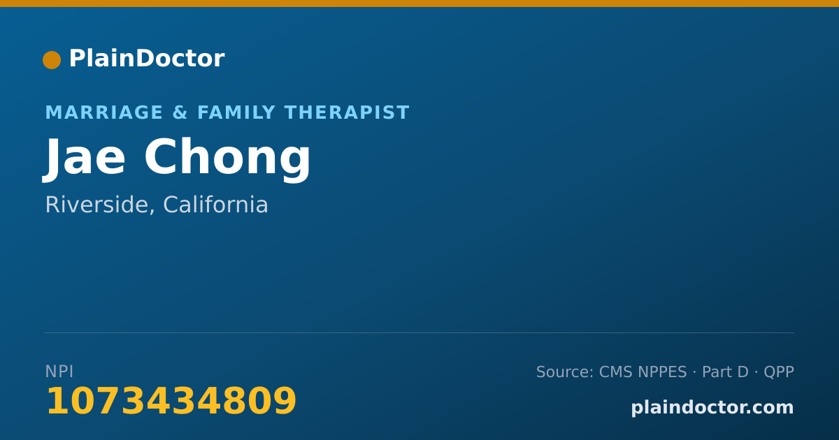 Shareable card for Jae Chong - Marriage & Family Therapist, Riverside, CA