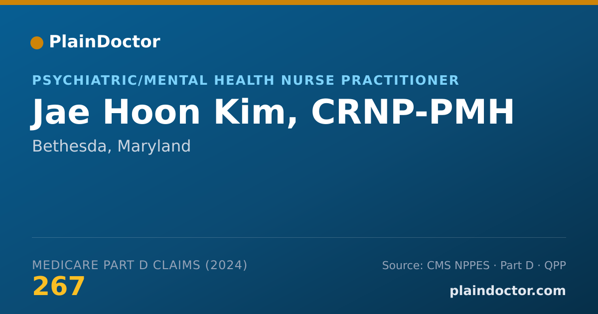 Shareable card for Jae Hoon Kim, CRNP-PMH - Psychiatric/Mental Health Nurse Practitioner, Bethesda, MD