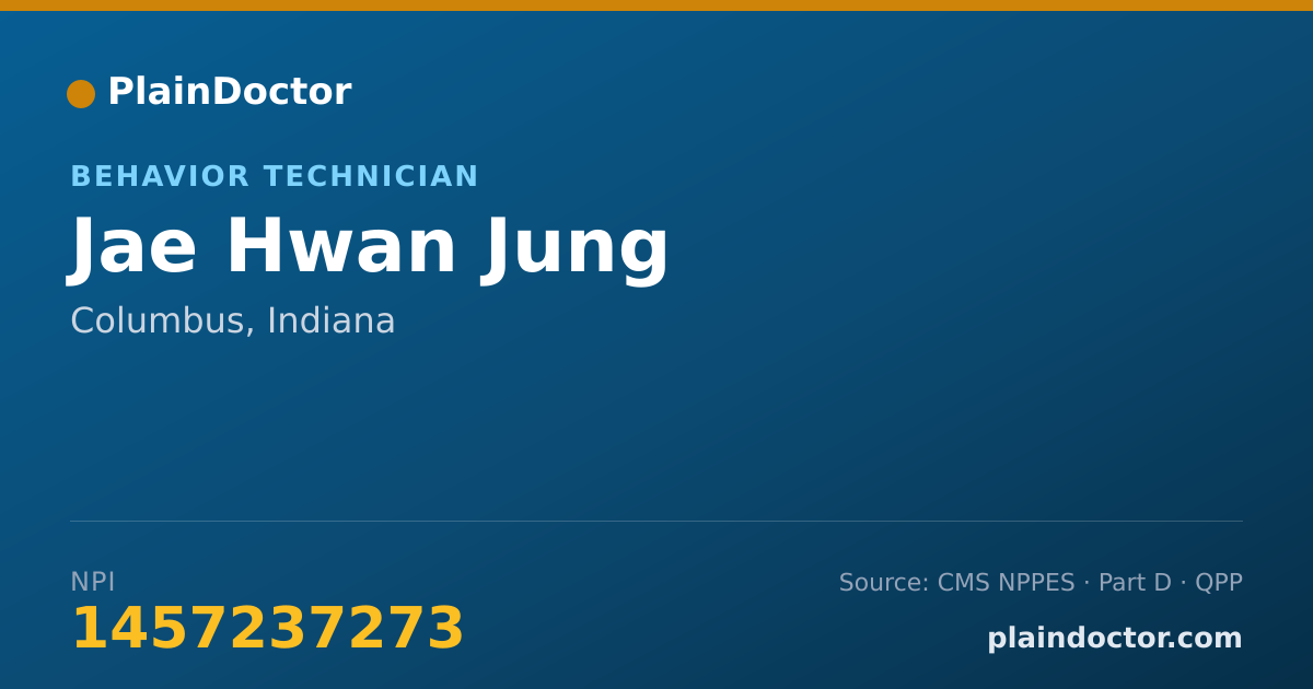 Shareable card for Jae Hwan Jung - Behavior Technician, Columbus, IN