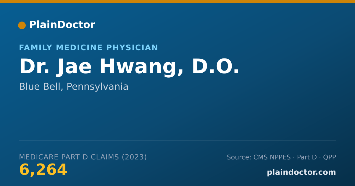 Shareable card for Jae Hwang, D.O. - Family Medicine Physician, Blue Bell, PA