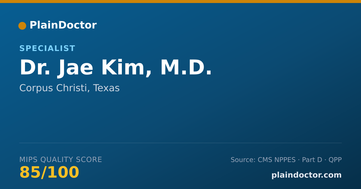 Shareable card for Jae Kim, M.D. - Specialist, Corpus Christi, TX