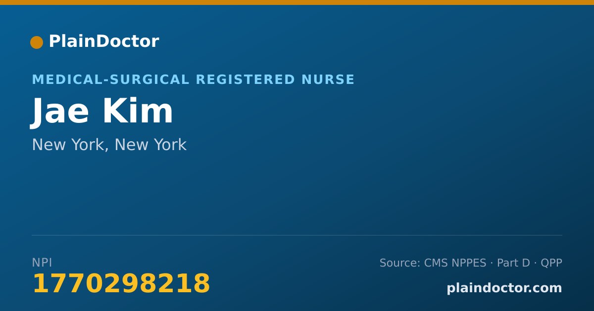 Shareable card for Jae Kim - Medical-Surgical Registered Nurse, New York, NY