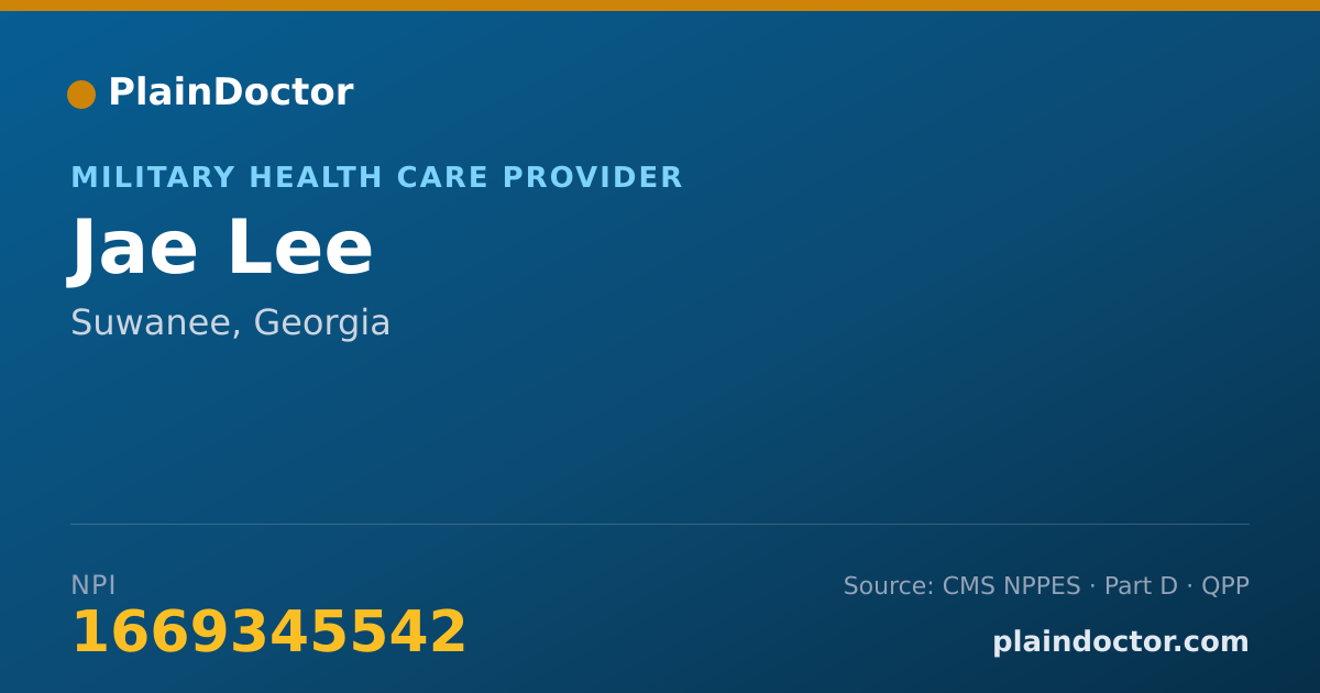 Shareable card for Jae Lee - Military Health Care Provider, Suwanee, GA