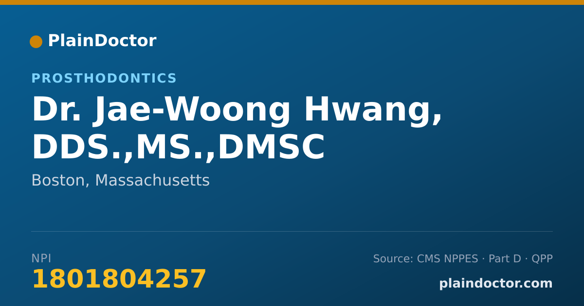 Shareable card for Jae-Woong Hwang, DDS.,MS.,DMSC - Prosthodontics, Boston, MA