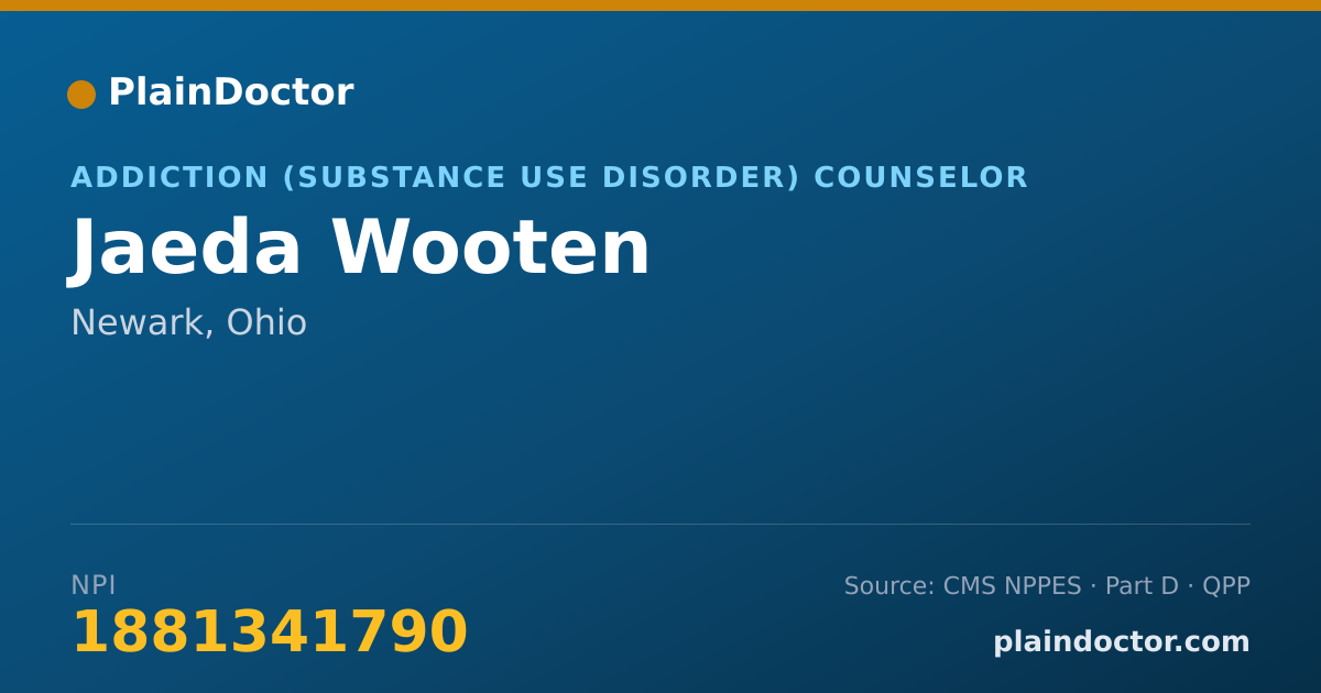 Shareable card for Jaeda Wooten - Addiction (Substance Use Disorder) Counselor, Newark, OH
