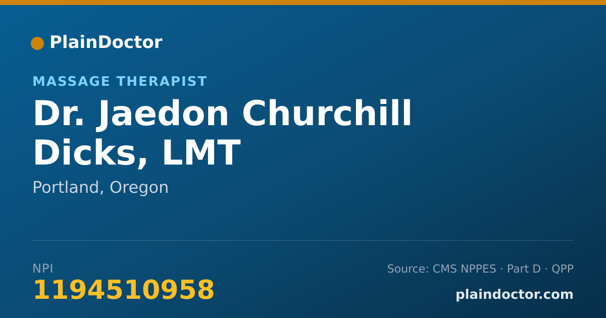 Shareable card for Jaedon Churchill Dicks, LMT - Massage Therapist, Portland, OR