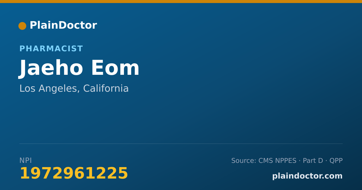 Shareable card for Jaeho Eom - Pharmacist, Los Angeles, CA