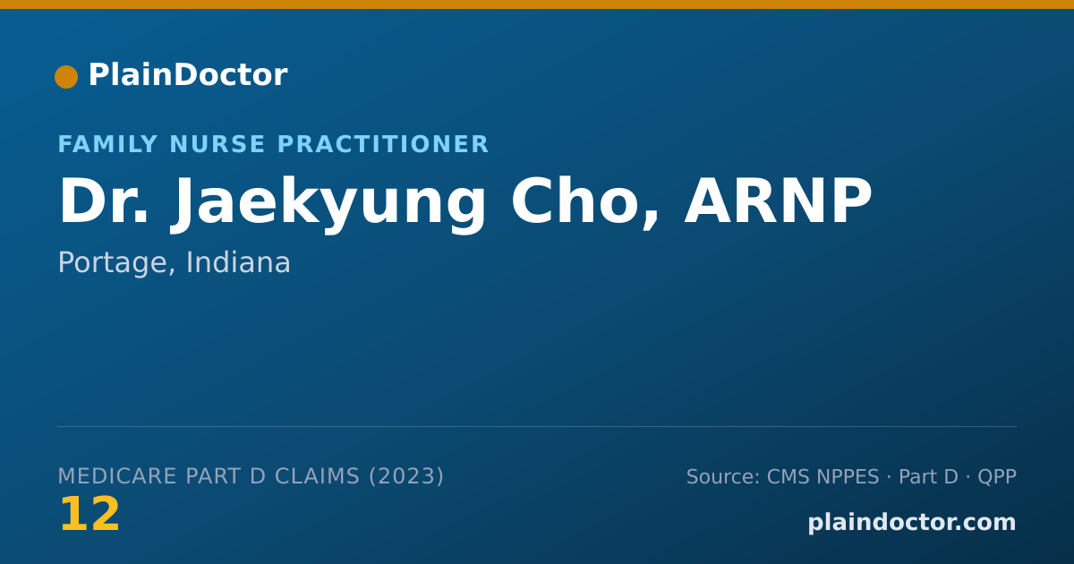Shareable card for Jaekyung Cho, ARNP - Family Nurse Practitioner, Portage, IN