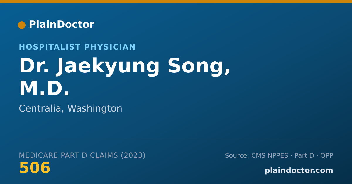 Shareable card for Jaekyung Song, M.D. - Hospitalist Physician, Centralia, WA