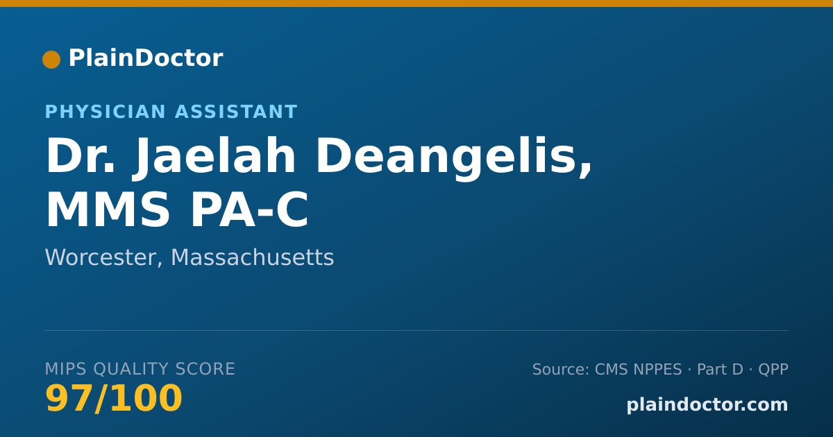 Shareable card for Jaelah Deangelis, MMS  PA-C - Physician Assistant, Worcester, MA