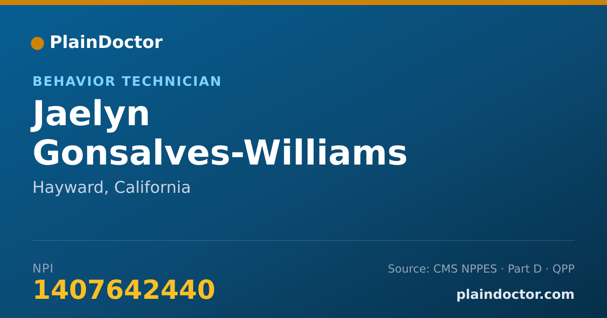 Shareable card for Jaelyn Gonsalves-Williams - Behavior Technician, Hayward, CA