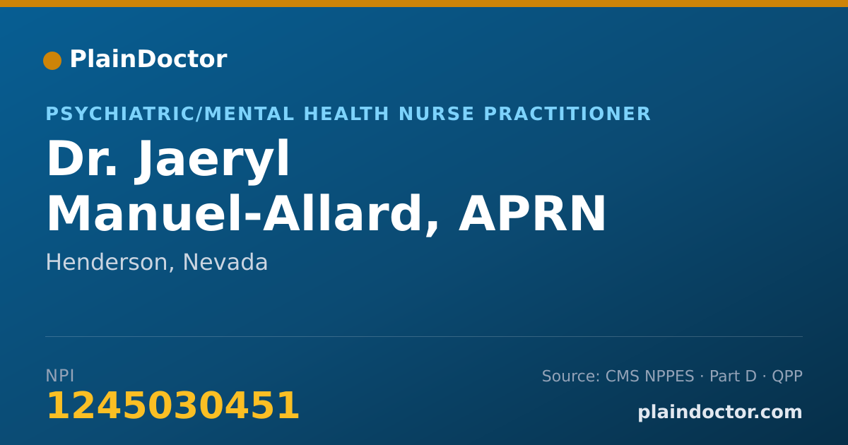 Shareable card for Jaeryl Manuel-Allard, APRN - Psychiatric/Mental Health Nurse Practitioner, Henderson, NV