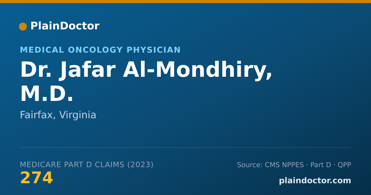Shareable card for Jafar Al-Mondhiry, M.D. - Medical Oncology Physician, Fairfax, VA