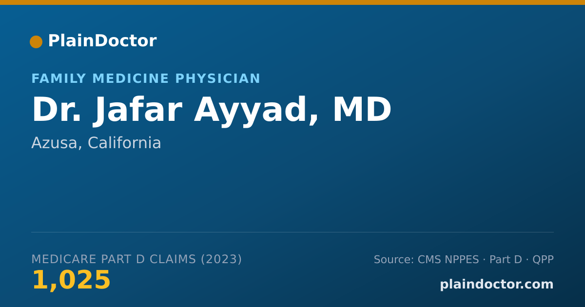 Shareable card for Jafar Ayyad, MD - Family Medicine Physician, Azusa, CA