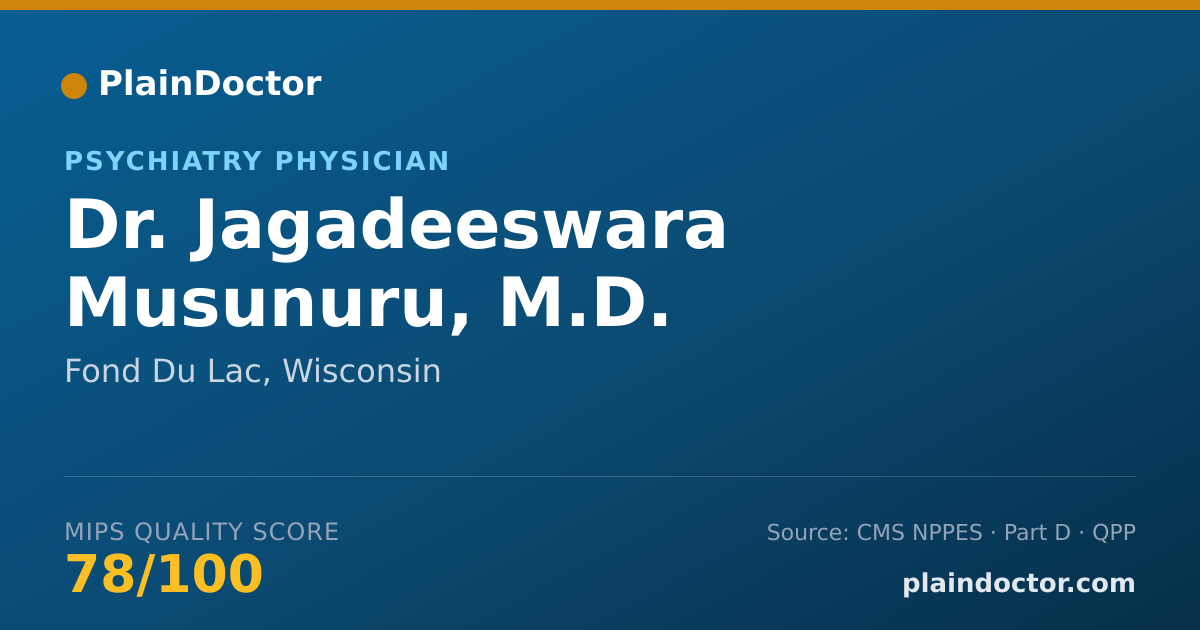 Shareable card for Jagadeeswara Musunuru, M.D. - Psychiatry Physician, Fond Du Lac, WI