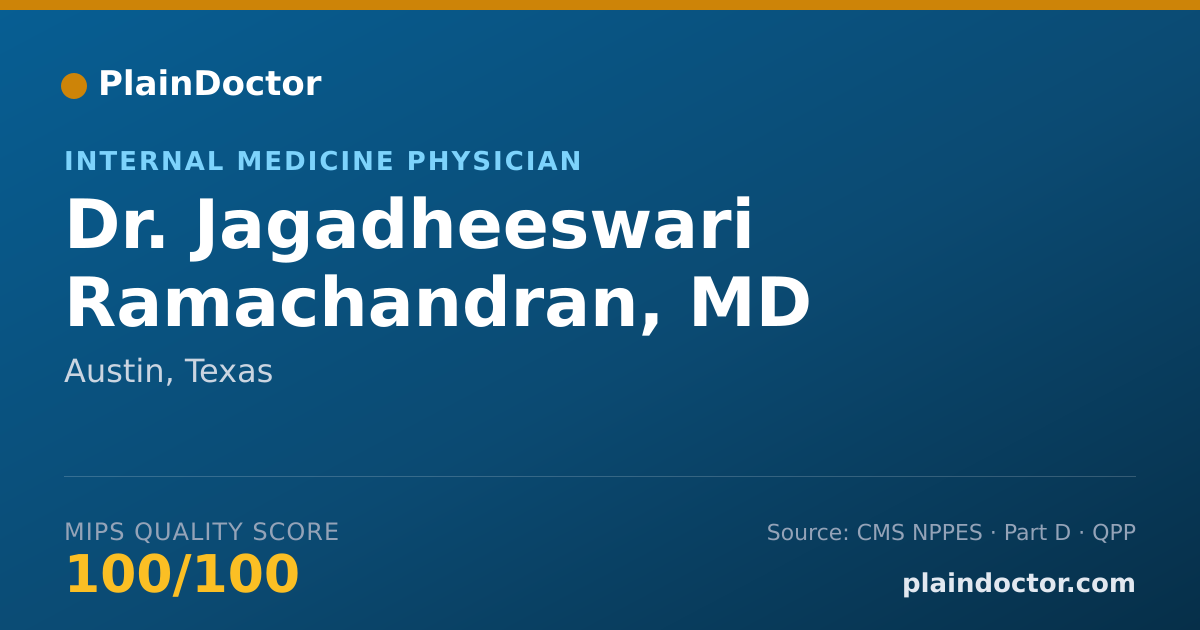 Shareable card for Jagadheeswari Ramachandran, MD - Internal Medicine Physician, Austin, TX