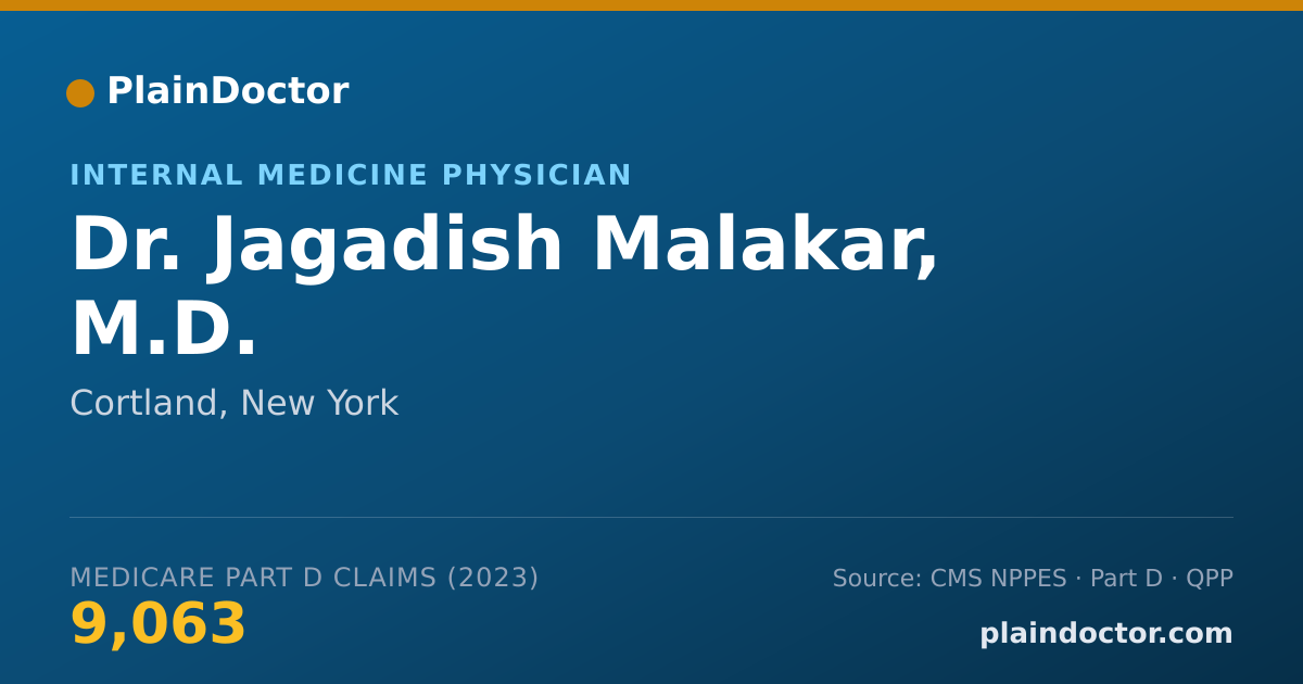 Shareable card for Jagadish Malakar, M.D. - Internal Medicine Physician, Cortland, NY