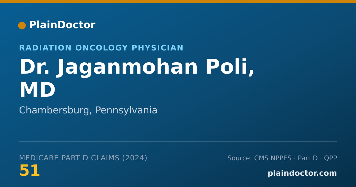 Shareable card for Jaganmohan Poli, MD - Radiation Oncology Physician, Chambersburg, PA