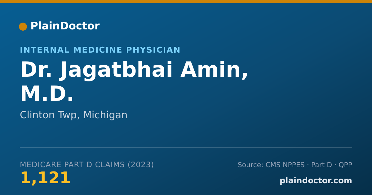 Shareable card for Jagatbhai Amin, M.D. - Internal Medicine Physician, Clinton Twp, MI