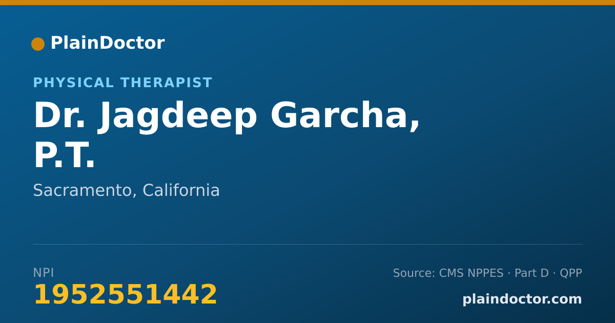 Shareable card for Jagdeep Garcha, P.T. - Physical Therapist, Sacramento, CA