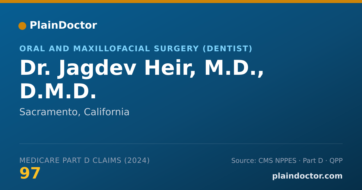 Shareable card for Jagdev Heir, M.D., D.M.D. - Oral and Maxillofacial Surgery (Dentist), Sacramento, CA