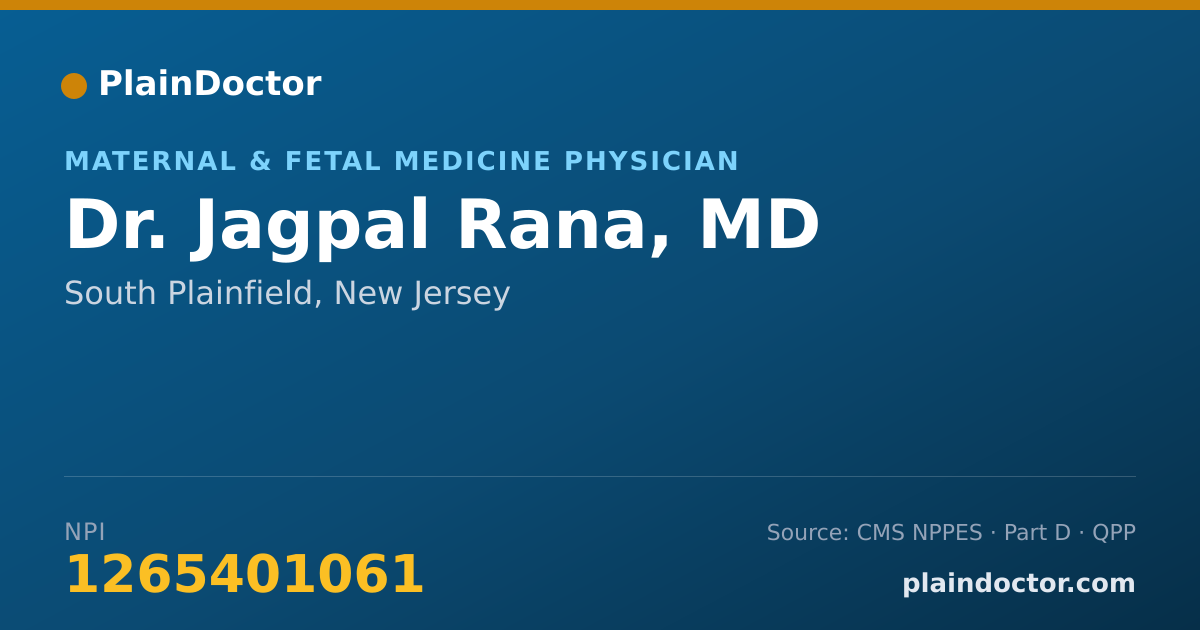 Shareable card for Jagpal Rana, MD - Maternal & Fetal Medicine Physician, South Plainfield, NJ