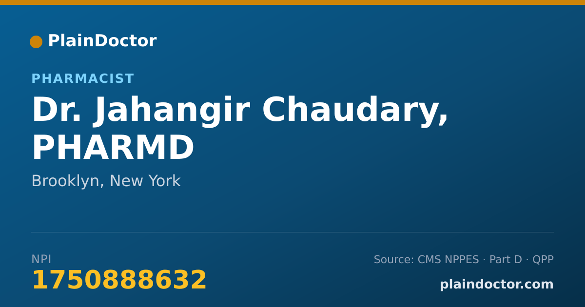 Shareable card for Jahangir Chaudary, PHARMD - Pharmacist, Brooklyn, NY