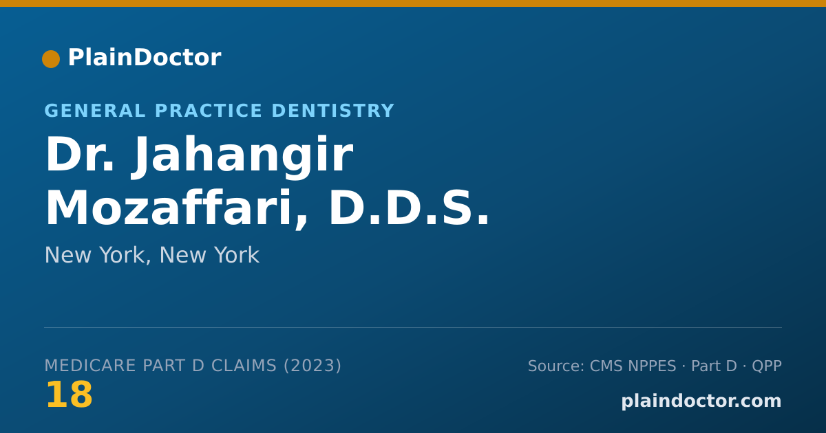 Shareable card for Jahangir Mozaffari, D.D.S. - General Practice Dentistry, New York, NY