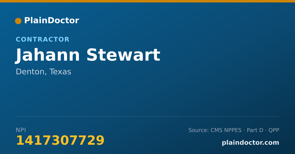 Shareable card for Jahann Stewart - Contractor, Denton, TX