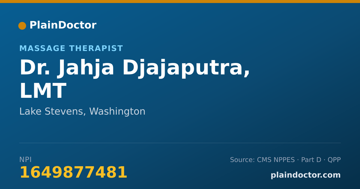 Shareable card for Jahja Djajaputra, LMT - Massage Therapist, Lake Stevens, WA