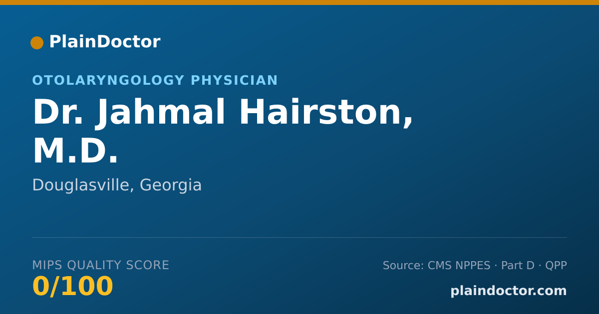 Shareable card for Jahmal Hairston, M.D. - Otolaryngology Physician, Douglasville, GA