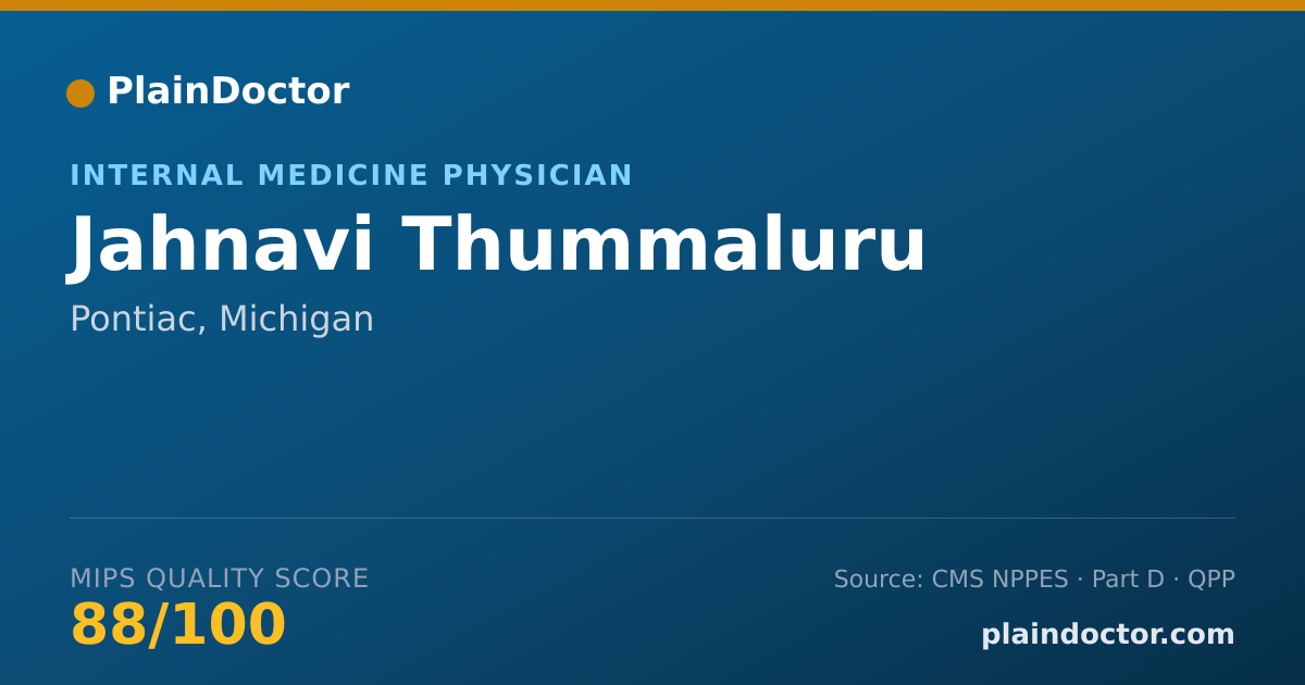 Shareable card for Jahnavi Thummaluru - Internal Medicine Physician, Pontiac, MI