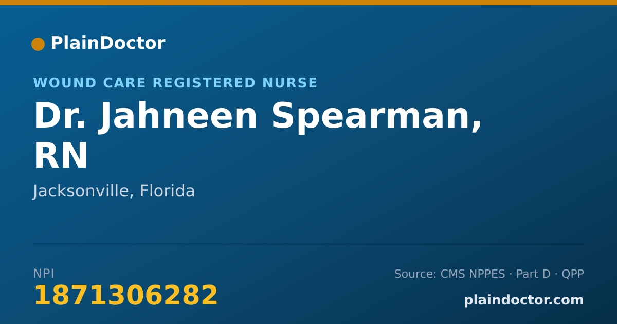 Shareable card for Jahneen Spearman, RN - Wound Care Registered Nurse, Jacksonville, FL