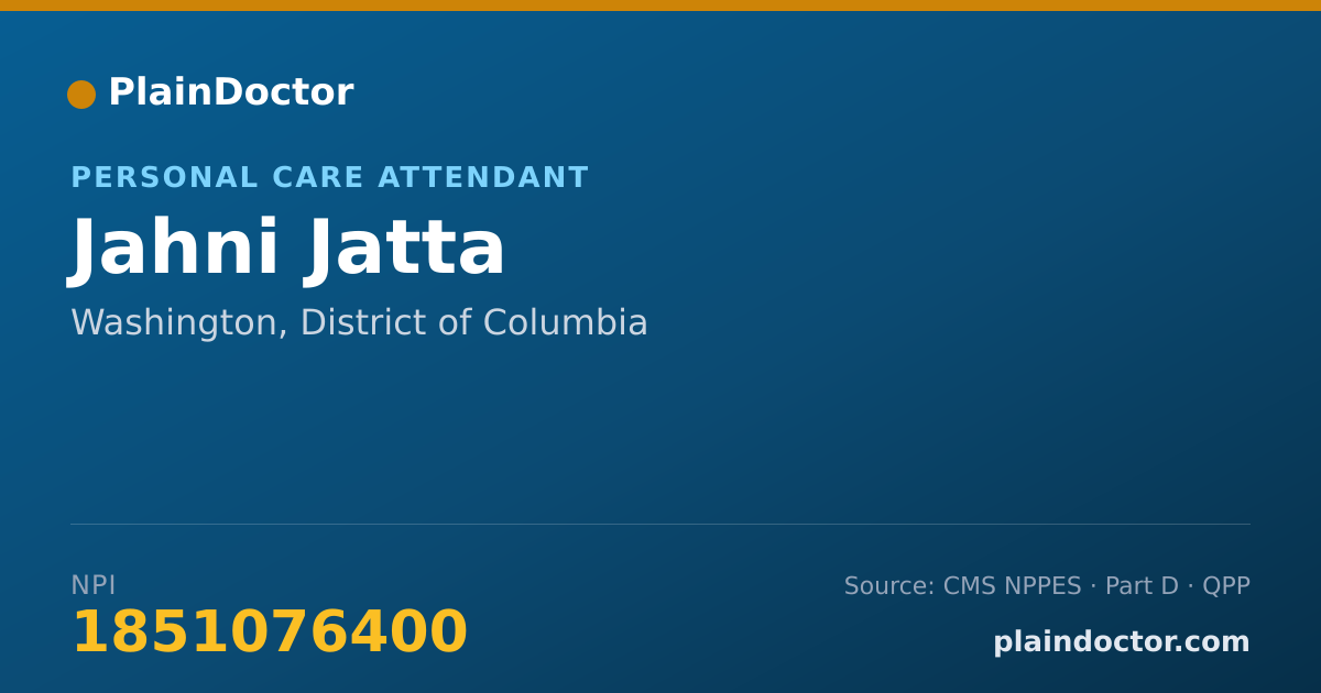 Shareable card for Jahni Jatta - Personal Care Attendant, Washington, DC