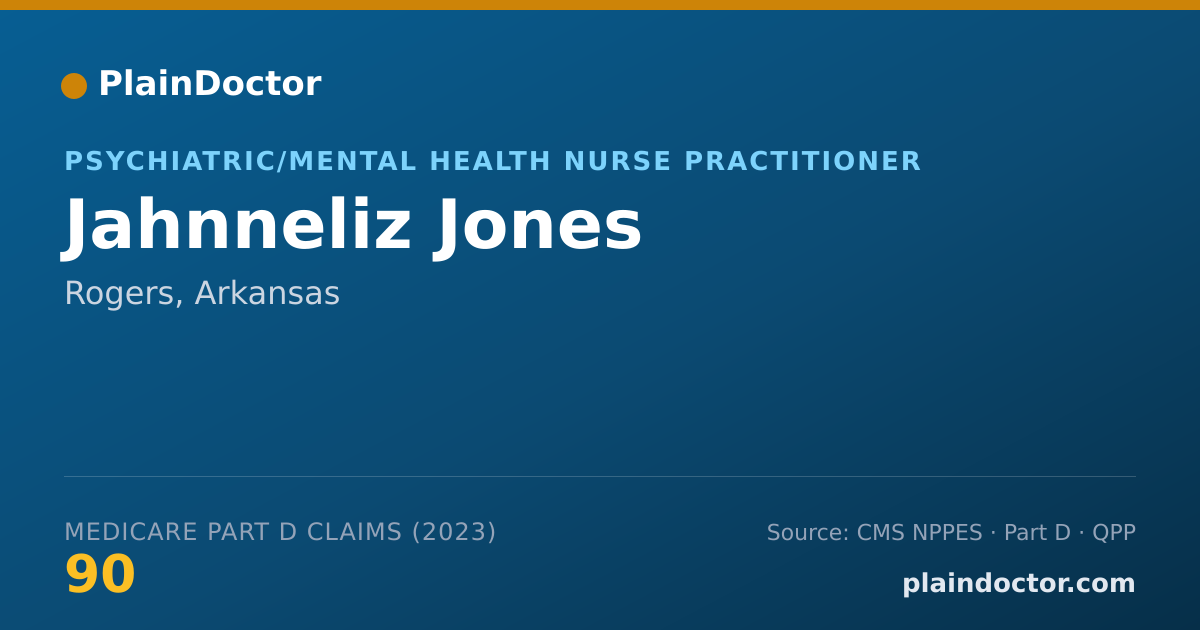 Shareable card for Jahnneliz Jones - Psychiatric/Mental Health Nurse Practitioner, Rogers, AR