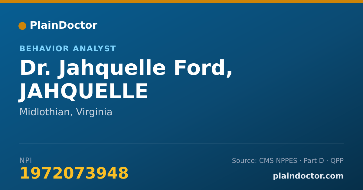 Shareable card for Jahquelle Ford, JAHQUELLE - Behavior Analyst, Midlothian, VA
