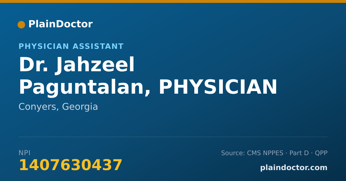 Shareable card for Jahzeel Paguntalan, PHYSICIAN ASSISTANT - Physician Assistant, Conyers, GA