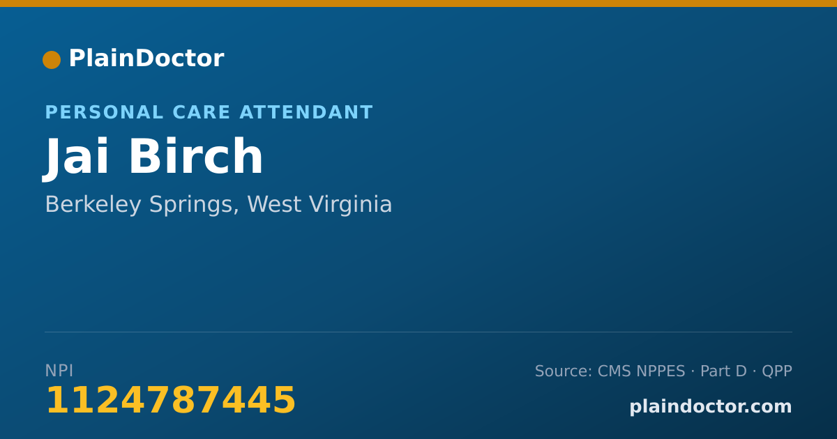 Shareable card for Jai Birch - Personal Care Attendant, Berkeley Springs, WV