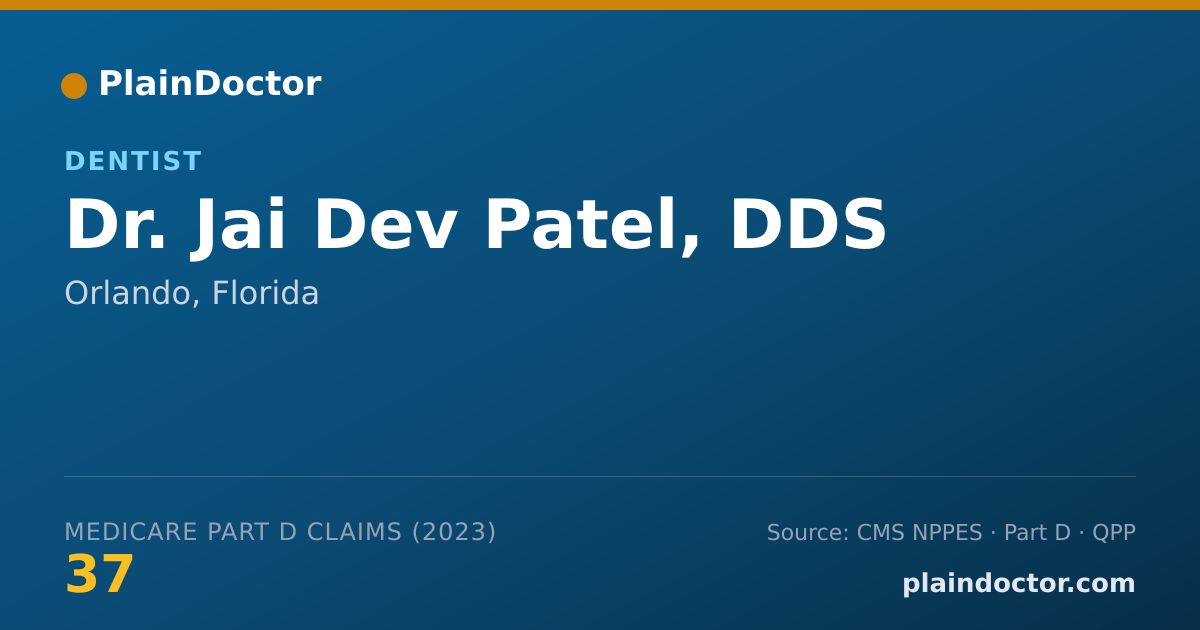 Shareable card for Jai Dev Patel, DDS - Dentist, Orlando, FL