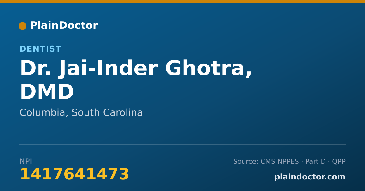 Shareable card for Jai-Inder Ghotra, DMD - Dentist, Columbia, SC