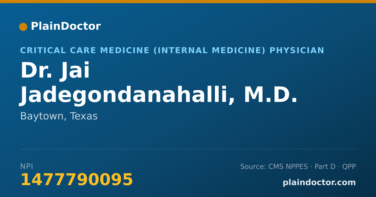 Shareable card for Jai Jadegondanahalli, M.D. - Critical Care Medicine (Internal Medicine) Physician, Baytown, TX