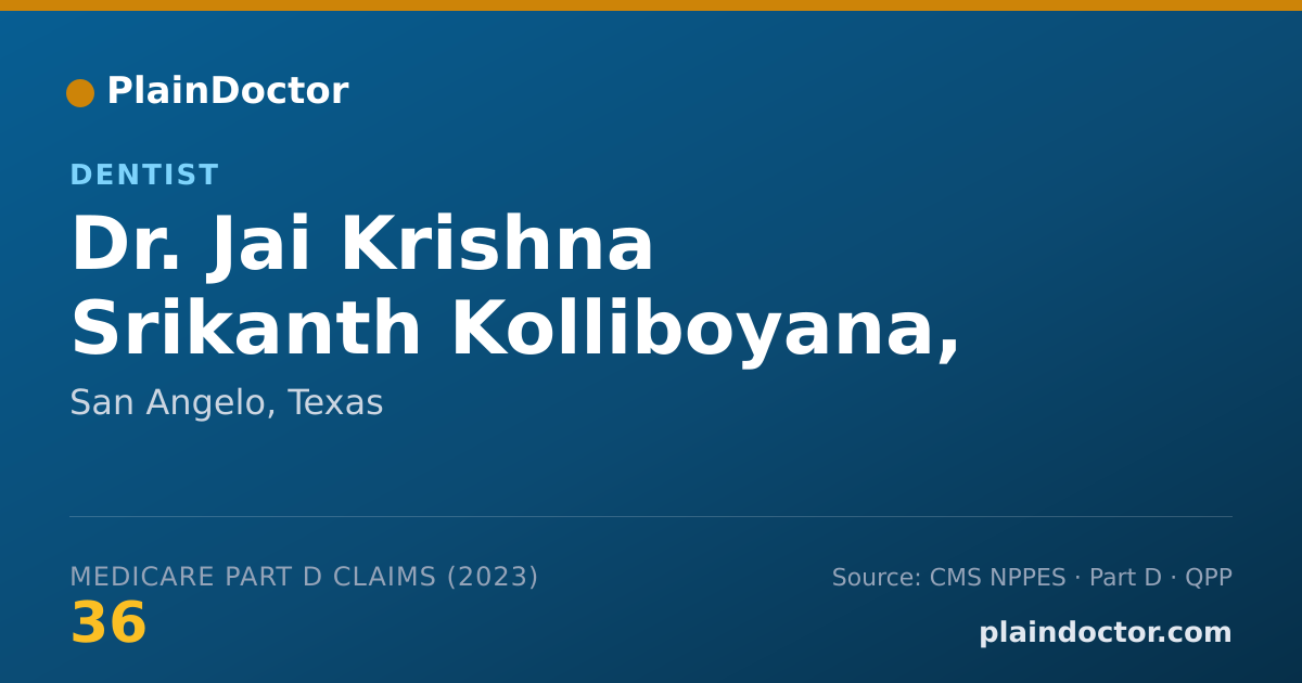 Shareable card for Jai Krishna Srikanth Kolliboyana, DDS - Dentist, San Angelo, TX