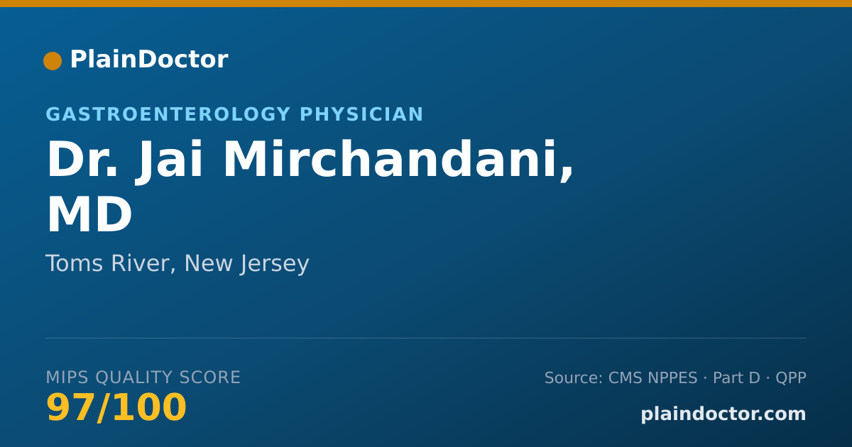 Shareable card for Jai Mirchandani, MD - Gastroenterology Physician, Toms River, NJ