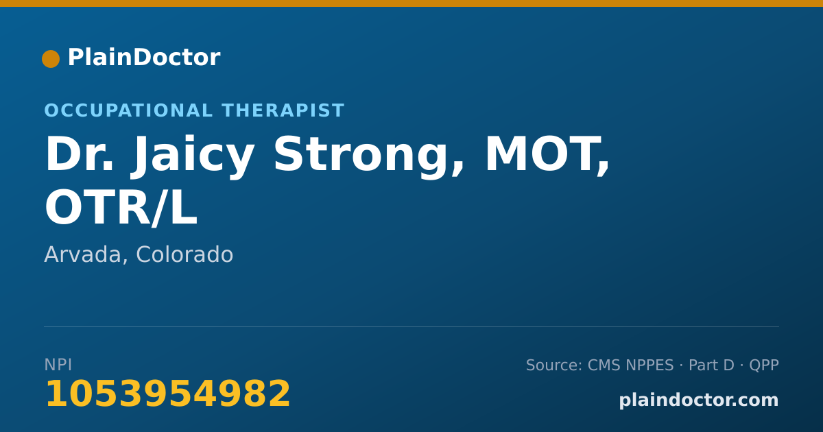 Shareable card for Jaicy Strong, MOT, OTR/L - Occupational Therapist, Arvada, CO