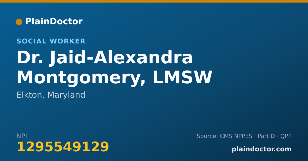 Shareable card for Jaid-Alexandra Montgomery, LMSW - Social Worker, Elkton, MD